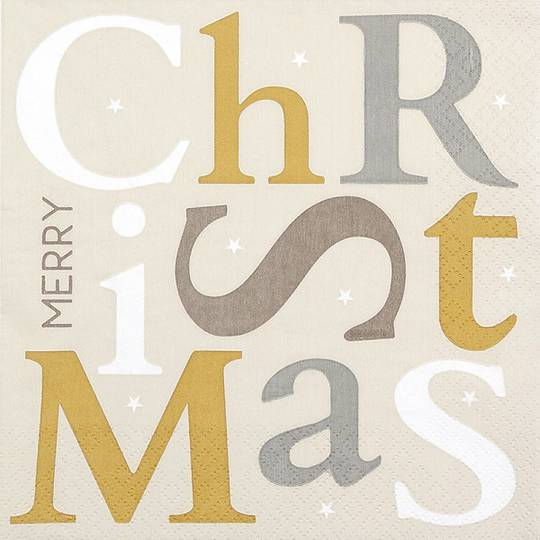 Paper Napkins 33cm, Christmas Letters *ETA Nov